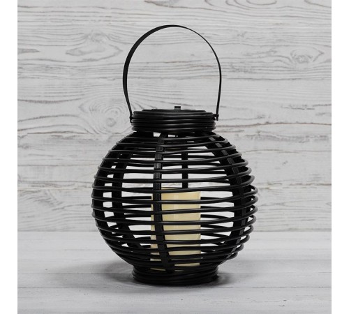 Декоративный фонарь на солнечной батарее 20х20х22 см, черный плетеный корпус, теплый белый цвет свечения  501-143  NEON-NIGHT