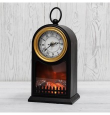Светодиодный камин Старинные часы с эффектом живого огня 14,7x11,7x25 см, черный, батарейки 2хС (не в комплекте) USB  511-020  NEON-NIGHT