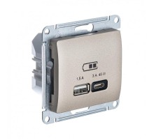 Glossa Титан USB Розетка A + тип-C 45W высокоскор.заряд. QC PD  GSL000429  SE