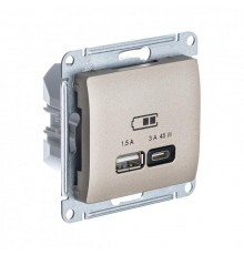 Glossa Титан USB Розетка A + тип-C 45W высокоскор.заряд. QC PD  GSL000429  SE