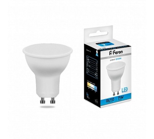 Лампа светодиодная LB-26 (7W) 230V GU10 6400K матовая  25291  FERON