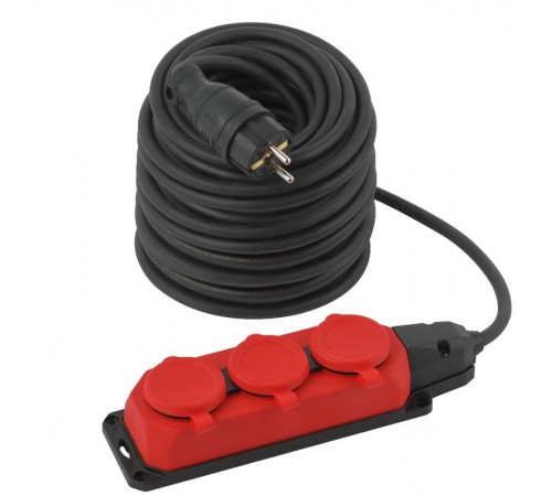 Удлинитель силовой UK-3e-3x1,5-40m-IP44(KG) с заземлением 3 розетки каучук 40м КГ 3х1,5мм2 IP44  Б0057583  ЭРА