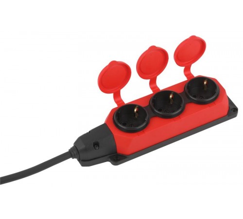 Удлинитель силовой UK-3e-3x1,5-5m-IP44(KG) с заземлением 3 розетки каучук 5м КГ 3х1,5мм2 IP44  Б0057579  ЭРА