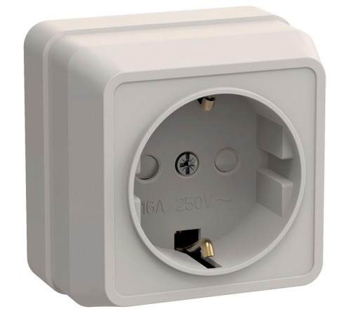 ОКТАВА кремовый Розетка 1-местная О/У c/з со шторками 16А РСш20-3-ОКм  ERO14-K33-16-DC  GENERICA