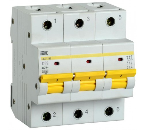 Выключатель автоматический трехполюсный ВА47-150 63А D 15кА KARAT  MVA50-3-063-D  IEK