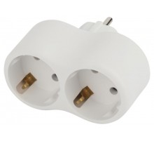 Разветвитель электрический SPx-2e-W на 2 розетки с заземлением 16А белый  Б0053478  ЭРА