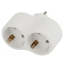 Разветвитель электрический SPx-2e-W на 2 розетки с заземлением 16А белый  Б0053478  ЭРА