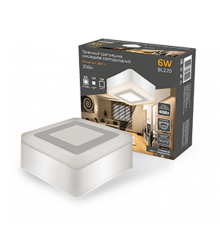 Светильник светодиодный Backlight накладной BL220 Квадрат. Акрил, 3+3W, 3000K, 105*105,  BL220  Gauss