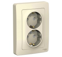 Blanca Молочный С/У Розетка 2-ая с заземлением со шторками, 16А, 250В  BLNRS001122  SE