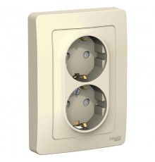 Blanca Молочный С/У Розетка 2-ая с заземлением со шторками, 16А, 250В  BLNRS001122  SE