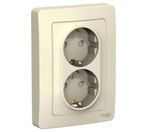 Blanca Молочный С/У Розетка 2-ая с заземлением со шторками, 16А, 250В  BLNRS001122  SE