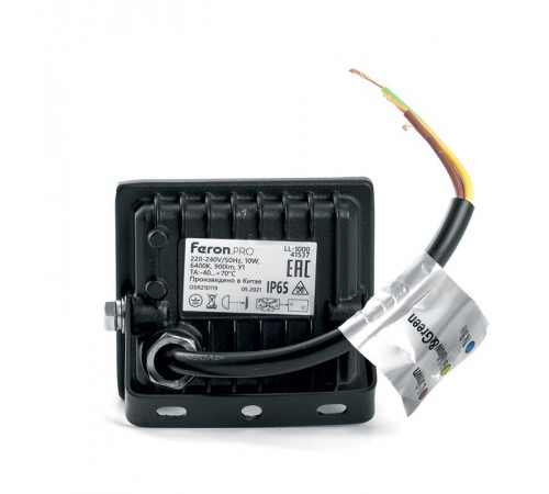 Прожектор светодиодный 10W 6400K IP65 AC220-240V/50Hz, черный, LL-1000  41537  FERON