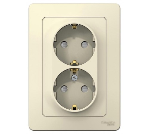 Blanca Молочный С/У Розетка 2-ая с заземлением со шторками, 16А, 250В  BLNRS001122  SE