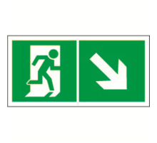 Знак безопасности BL-3015A.E36"Напр. к эвакуационному выходу направо вниз"  a18179  Белый свет