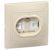 КВАРТА Кремовый Розетка 2-местная компьютерная РК12-ККм  KV-K20-K33  GENERICA