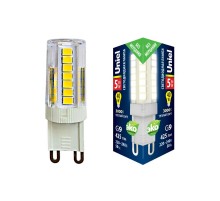 Лампа светодиодная LED-JCD-5W/3000K/G9/CL GLZ09TR LED, прозр 3000К  UL-00006748  Uniel