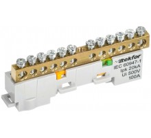 TEKFOR Шина PE "земля" неизолированная на универсальном держателе 6х9-12-Ж  TF-NN10-12-DL-K05  IEK