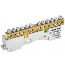 TEKFOR Шина PE "земля" неизолированная на универсальном держателе 6х9-12-Ж  TF-NN10-12-DL-K05  IEK