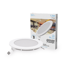 Светильник светодиодный встраиваемый ультратонкий круглый IP20 12W 4100K  939111212  Gauss