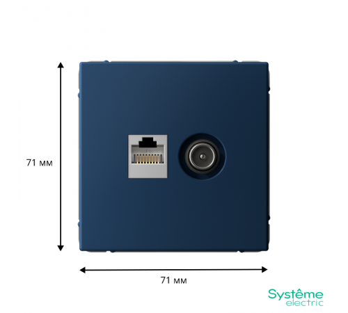 ArtGallery Аквамарин Розетка двойная TV + компьютерная RJ45, кат. 5Е  GAL001189  SE