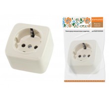 Розетка 2П+З открытой установки IP20 16А, сл. кость "Дача" Народная  SQ1824-0021  TDM