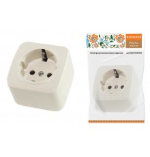 Розетка 2П+З открытой установки IP20 16А, сл. кость "Дача" Народная  SQ1824-0021  TDM