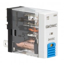 Реле миниатюрное промышленное, 1CO, ком. ток 12А, AgSnO2, напряжение 12V DC, опция: тест-кнопка+светодиод+защитный диод  IR-12DC-1CO-D  DKC