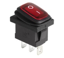 Выключатель клавишный 250V 6А (3с) ON-OFF красный с подсветкой Mini ВЛАГОЗАЩИТА  36-2175  REXANT