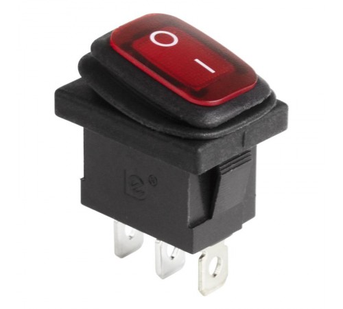 Выключатель клавишный 250V 6А (3с) ON-OFF красный с подсветкой Mini ВЛАГОЗАЩИТА  36-2175  REXANT
