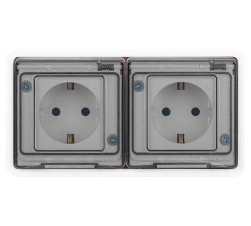 Розетка 2-ая ЭРА Эксперт 11-2523-01 2х2P+E гориз. IP55, 16A-250В, СУ, Белый   Б0063276  ЭРА