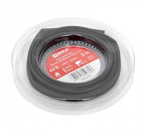 Термоусаживаемая трубка ТУТ нг 6/3 черная ролик 2 м tut-6-b-bEKF