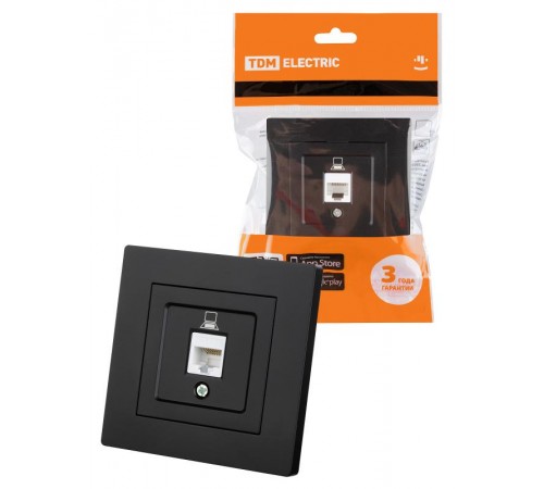 Розетка компьютерная RJ45 черная "Сенеж"  SQ1816-0322  TDM