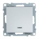 SUNO Выключатель 10АХ 250В с подсветкой/индикацией. Безвинтовые зажимы. Цвет "Алюминий"  721311  Legrand