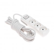 Удлинитель PREMIUM 3 гнезда, 5м, 3х1,5мм, с/з, с выключателем, белый  13-4105  REXANT