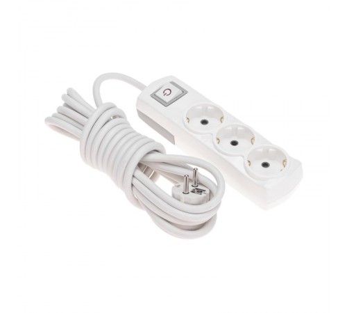 Удлинитель PREMIUM 3 гнезда, 5м, 3х1,5мм, с/з, с выключателем, белый  13-4105  REXANT