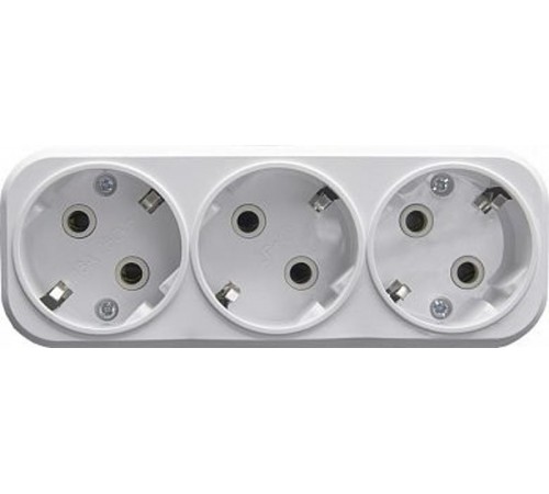 ADP16-23-20 Разветвитель сетевой 3-местный с/з, 250В,16A, белый  39024  STEKKER