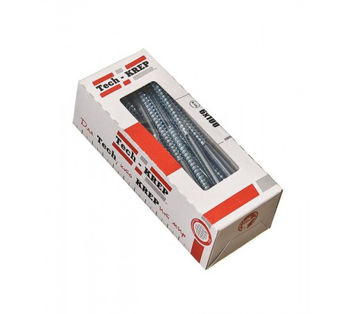 Болт DIN 571 сантехнический оцинк 6х100 (30 шт) - коробка с ок. Tech-Kr ( 0,509 кг)  126552  Tech-KREP