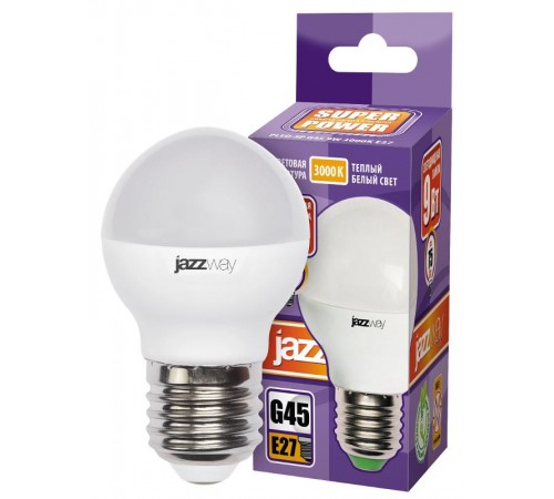 Лампа светодиодная LED 9Вт E27 230В 3000К PLED- SP G45  2859631A  Jazzway