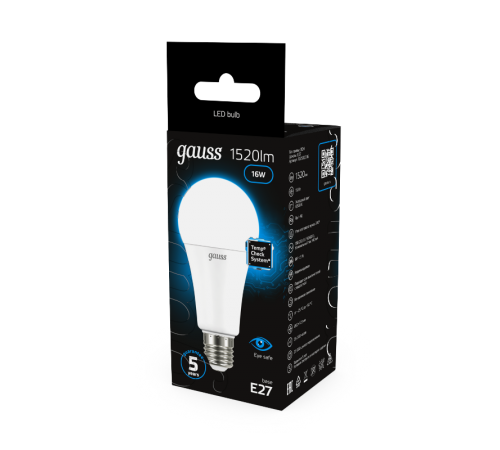 Лампа светодиодная A60 16W 1520lm 6500K E27 LED 1/10/50  102502316  Gauss