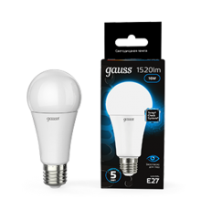 Лампа светодиодная A60 16W 1520lm 6500K E27 LED 1/10/50  102502316  Gauss