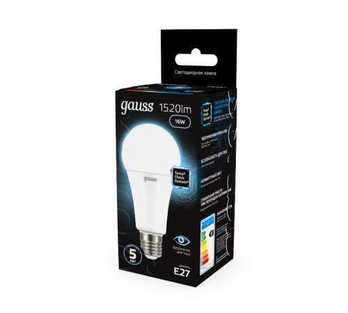 Лампа светодиодная A60 16W 1520lm 6500K E27 LED 1/10/50  102502316  Gauss