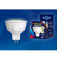 Лампа светодиодная LED-JCDR 6W/WW/GU5.3/FR PLP01WH LED. "JCDR", матовая. серия Яркая, пр-во Россия, 3000K  UL-00002424  Uniel