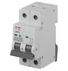 Автоматический выключатель PRO VA63-2P03D4.5 ВА47-63 2P 3А кривая D 4,5кА   Б0059457  ЭРА