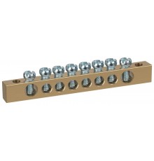 Шина  NO-122-03 PEN земля-ноль 6х9мм 8/2 латунная с креплениями по краям   Б0047217  ЭРА