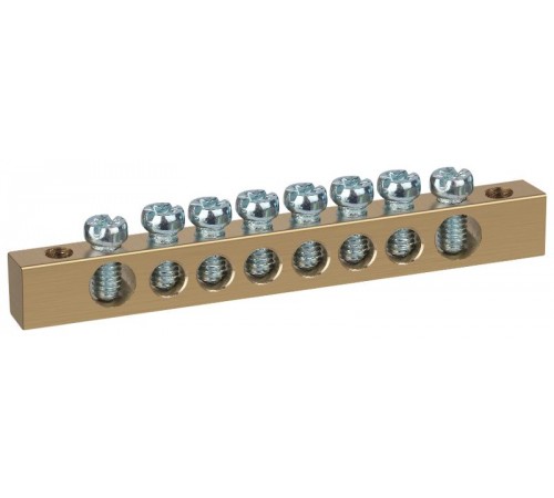 Шина  NO-122-03 PEN земля-ноль 6х9мм 8/2 латунная с креплениями по краям   Б0047217  ЭРА