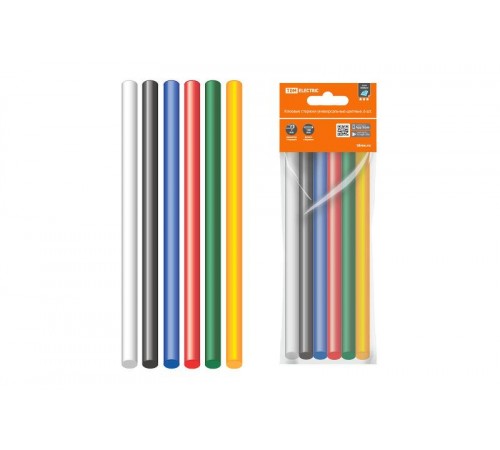 Клеевые стержни универсальные цветные, 11 мм x 100 мм, набор 6 шт, "Алмаз"   SQ1024-0518  TDM