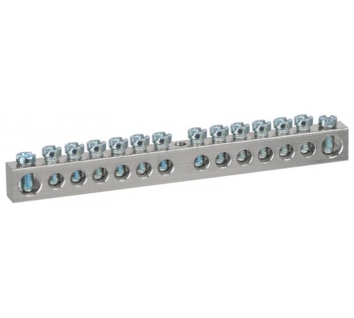 Шина  NO-224-82 PEN земля-ноль 6х9мм 14/1 никелированная с креплениями по центру  Б0062876  ЭРА