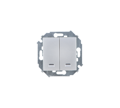 Simon 15 Алюминий Выключатель 2-кл с подсветкой, 16А 250В, винт. зажим  1591392-033  Simon