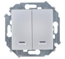 Simon 15 Алюминий Выключатель 2-кл с подсветкой, 16А 250В, винт. зажим  1591392-033  Simon