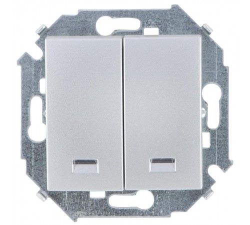 Simon 15 Алюминий Выключатель 2-кл с подсветкой, 16А 250В, винт. зажим  1591392-033  Simon